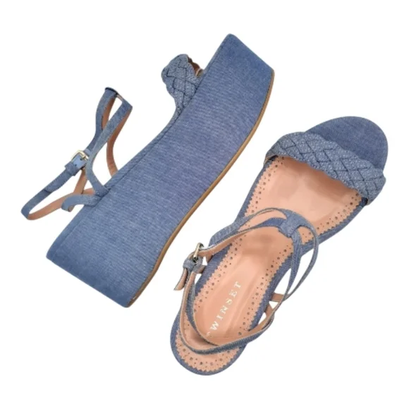 Twin-set Blue Denim Strappy Platform Sandals Size 10 - Picture 3 of 8